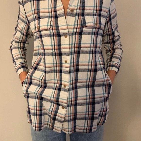 Madewell Women’s Flannel Shirt Plaid Button Front Long Sleeve Pockets - Picture 2 of 8